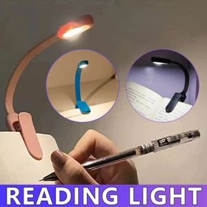 Mini LED Book Night 3 Light Brightness Clip-On Reading Lamp USB Rechargeable AU - Picture 1 of 22