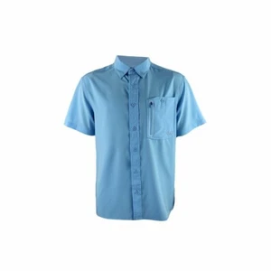 Gillz Men's UPF 30+ Short Sleeve Deep Sea Woven Button Up Shirt - Picture 1 of 3