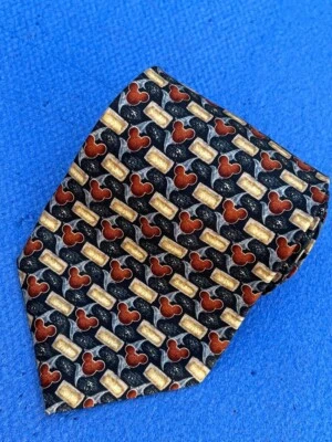 Corbata negra 100 % seda diseño cabeza de Mickey de Walt Disney World auténtica Foto 1 de 4