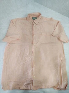 Cooper Jones Men's XXL Peach 100% Linen Button Up Shirt Pre-owned - Picture 1 of 12