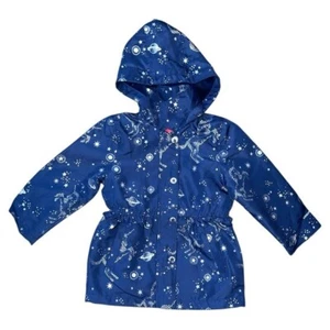London Fog Girls Blue Silver Hooded Jacket Fleece Starry Unicorn Print size 5 - Picture 1 of 10