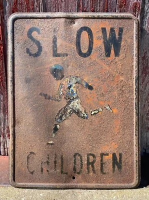 "Señal de tráfico infantil lenta pintada temprana Jackie Robinson metal 24"" x 18"" única" Foto 1 de 4