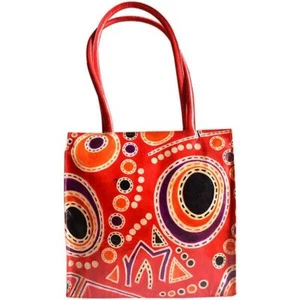 Swank Bags Handmade Printed Leather Tote Bag Abstract Circles AB-LB02R - Picture 1 of 3