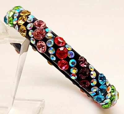 B001 Negro Plástico Multicolor Estrás Colorido Moda Brazalete Pulsera Fiesta Foto 1 de 3