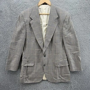 Robert Stock Mens Sports Coat Blazer Check Plaid 42L Wool Vented Two Button VTG - Picture 1 of 10