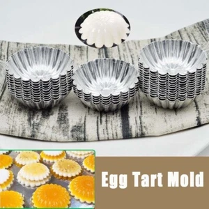25PC Egg Tart Mould Cake Tins Set Cups Circular Pie Mold Plate Baking Non-Stick - Picture 1 of 13