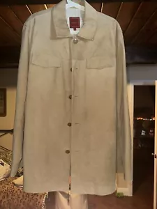 COLE HAAN Country Vintage Tan Suede Leather Dress Coat Jacket sz LG - Picture 1 of 6