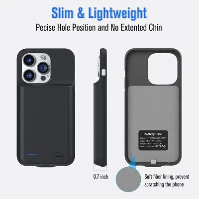 Funda Cargador de Batería Externo para iPhone 14 13 12 11 7 Banco de Alimentación Cubierta de Carga Foto 1 de 4