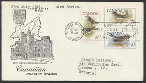 1969 #496-498 Birds Combo FDC Middlesex Stamp Circle Cachet Ottawa - Picture 1 of 2