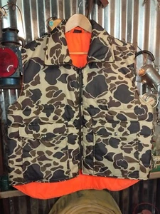 Vintage Winchester Camo Vest Mens L Reversible Blaze Orange Hunting Puffer - Picture 1 of 18