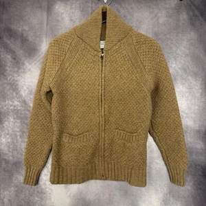 Wallace Barnes Wool Zip Cardigan Sweater Men Size Medium Leather Elbows Patch - Picture 1 of 6