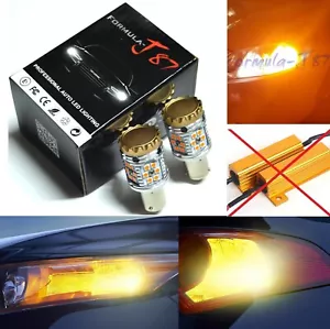 Hyper Flash Free LED Light 7507 Amber Two Bulbs Front Turn Signal Upgrade Lamp - Picture 1 of 12