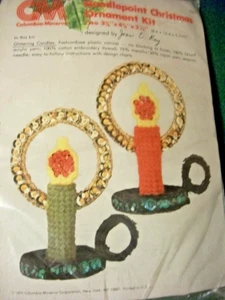 Columbis Minerva "Glittering Candles Ornaments" Plastic Canvas Kit Makes 2 - Picture 1 of 2
