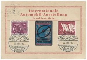 Bund 1955 MiNr. 215 und 216 auf Sonderpostkarte m. Sonderstempel Automobil Ausst - Bild 1 von 2
