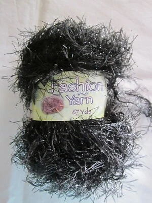 Nicole Fashion Metallic Fun Fur Eyelash Yarn ~ Black ~ 1.76 oz. - Image 1 of 4