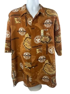 Vintage Akademiks Shirt Mens XL Brown Short Sleeve Hip Hop Africa Camp Shirt - Picture 1 of 16