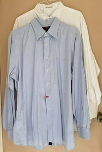 JOSEPH & FEISS/MEMBER'S MARK Dress Shirts Mens XL 17 34/35 White & Blue Lot Of 2 - Picture 1 of 7