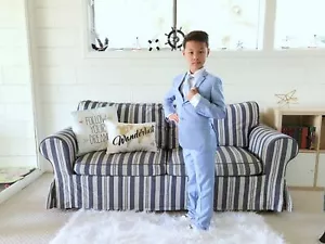 Boy Slim Fit Suit, Ivory White - Picture 1 of 8