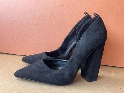 Zapatos de corte Boohoo para mujer negros de gamuza sintética sin cordones de tacón bloque Reino Unido 6/39-A70 Foto 1 de 4