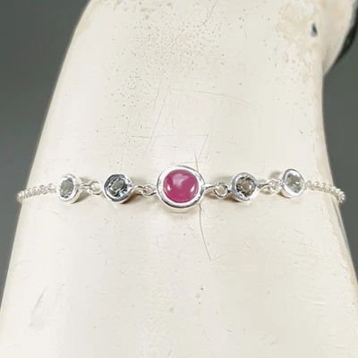 Handmade  Ruby Bracelet 925 Sterling Silver 6.75"/BR13769 - Image 1 of 4