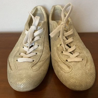 Zapatillas de cuero Hogan doradas para mujer talla 8,5 Foto 1 de 4