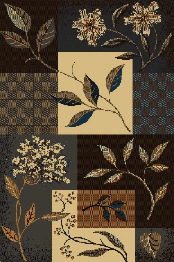 CASUAL blue PATCHWORK area RUG 2x8 FLORAL blocks RUNNER: Actual 1' 11" x 7' 4" - Image 1 of 1