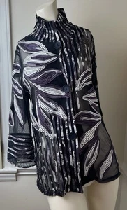 Chico's Women's Travelers Striped Floral Purple Black Jacket Sz 1 (8-10) NWT - Picture 1 of 15