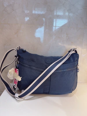 NWT Kipling Women's Izellah  BLUE stripe Crossbody Bag 13"W hipster - Image 1 of 4
