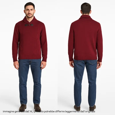 Cardigan Hombre Rojo Burdeos Cuello Chal Mangas Largas Talla XL - Imagen 1 de 4