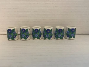 Vintage Set of 6 Mini Candle Holder Ceramic w/Blue Flowers Made in Germany - Picture 1 of 3