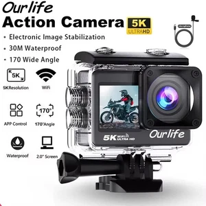 Ourlife 5K Action Camera 4K60Fps Touch 2.0 Wifi 170° Sport Moto Bici Impermeabil - Foto 1 di 12