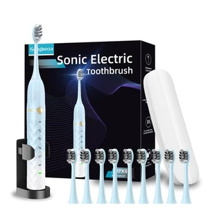 Electric Toothbrush Set, Equipped with 10 Brush Heads and Travel case, IPX8 W... - Picture 1 of 7