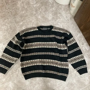 Vintage David Taylor Herren XL braun geometrisch Rundhalsausschnitt älter schwerer Pullover  - Bild 1 von 8