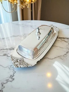 Vintage Silver Plated Baroque by Wallace Butter Dish with Lid - Picture 1 of 6