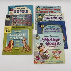 Vintage Classic Walt Disney 45 Record And Book Read Along Story Lot Of 7 *Read* - Picture 1 of 22