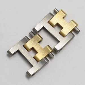 HERMES 12mm Clipper Side Polish Original Link Watch Band Bracelet 2 Set - Bild 1 von 3