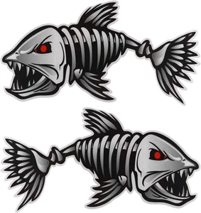 2 Stck. 10 x 5 Zoll Fisch Skelett Abziehbilder Aufkleber Vinyl Autoaufkleber Sticker für Kajak F - Bild 1 von 12