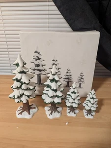 VTG Dept 56 #59001 “VILLAGE PORCELAIN PINES” 8.5”, 7", 5" & 4.25" Set Of 4  - Picture 1 of 12