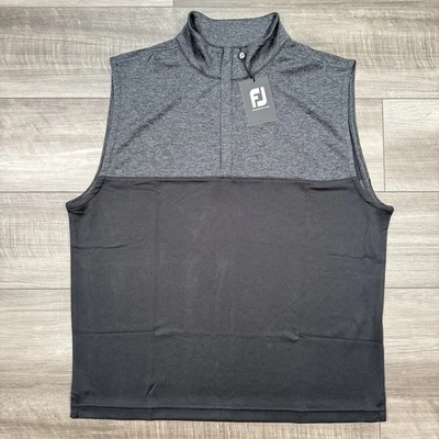 Chaleco FootJoy Para Hombres Golf Brezo Yugo Media Cremallera Rendimiento Negro Talla Grande NUEVO Foto 1 de 4