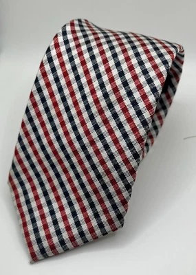 Pingham Pattern Men’s Tie - Red & Blue - made by Black & Brown 1826 - from Lord - Image 1 of 4