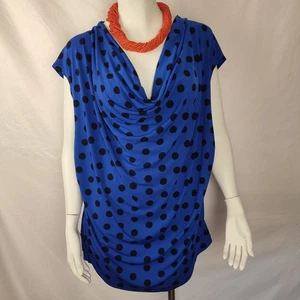 Worthington 2X Top Azul Negro Lunares Carrera Informal Resort Evento Elegante - Imagen 1 de 9