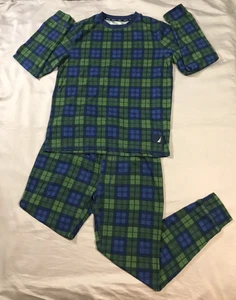 Nautica Pajama Mens Medium Green Blue Plaid Thermal Long Sleeve - Picture 1 of 13