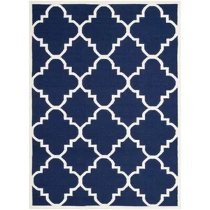 SAFAVIEH Dhurries DHU633D Handwoven Navy / Ivory Rug - Picture 1 of 24