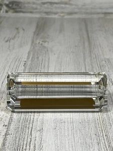 Vintage Glass Block Paperweight With Gold Background - Picture 1 of 8