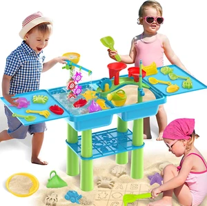 Water Table for Toddlers Outdoor Play Table Summer Toys with 23PCS Beach Toy,2 F - Picture 1 of 8