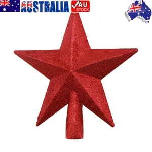 20cm Christmas Tree Toppers Glitter Xmas Tree Top Star Ornament Decor (Red) - Picture 1 of 12