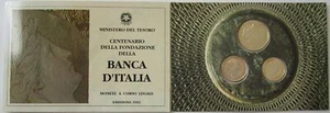 Italien 100 + 200 + 500 Lire 1993 100 Jahre Zentralbank Silber BU - Picture 1 of 1