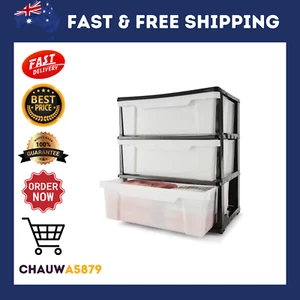 3 Drawer Storage Unit on Wheels Storage Organization Container Tub Home Clothes - Picture 1 of 7