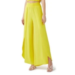 Alice Olivia Larissa Hose weites Bein offene Falten Größe S Small gelb NEU 330 $ - Bild 1 von 10