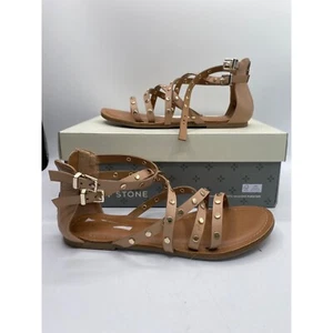 Sun + Stone Womens Shining Studded Crisscross Gladiator Flat Sandals Size 6M NWB - Picture 1 of 5